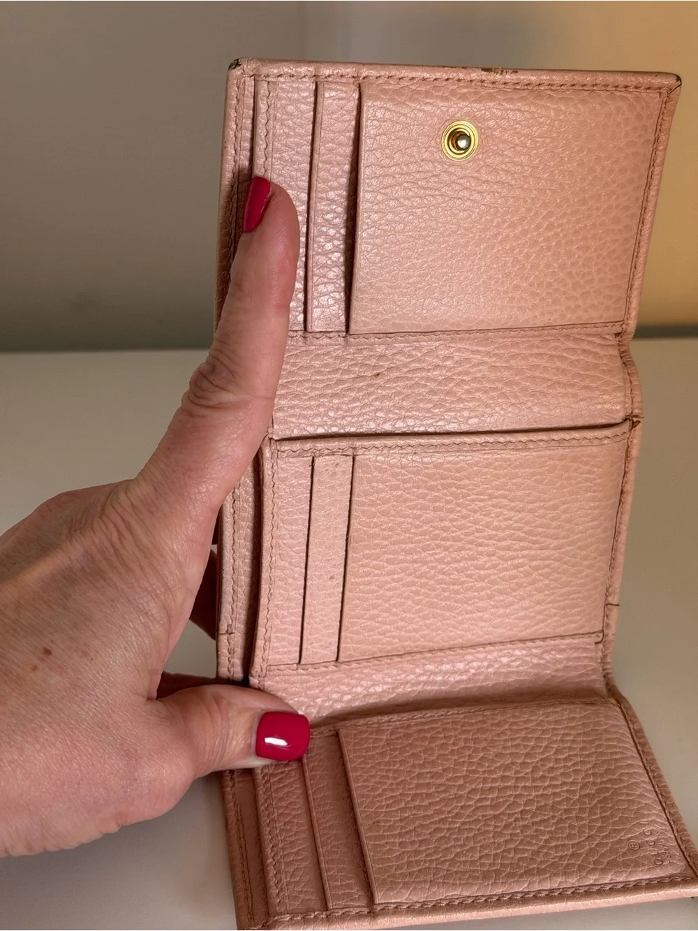 Gucci GG Marmont Pebbled Leather Wallet Blush Pink - Picture 9 of 12